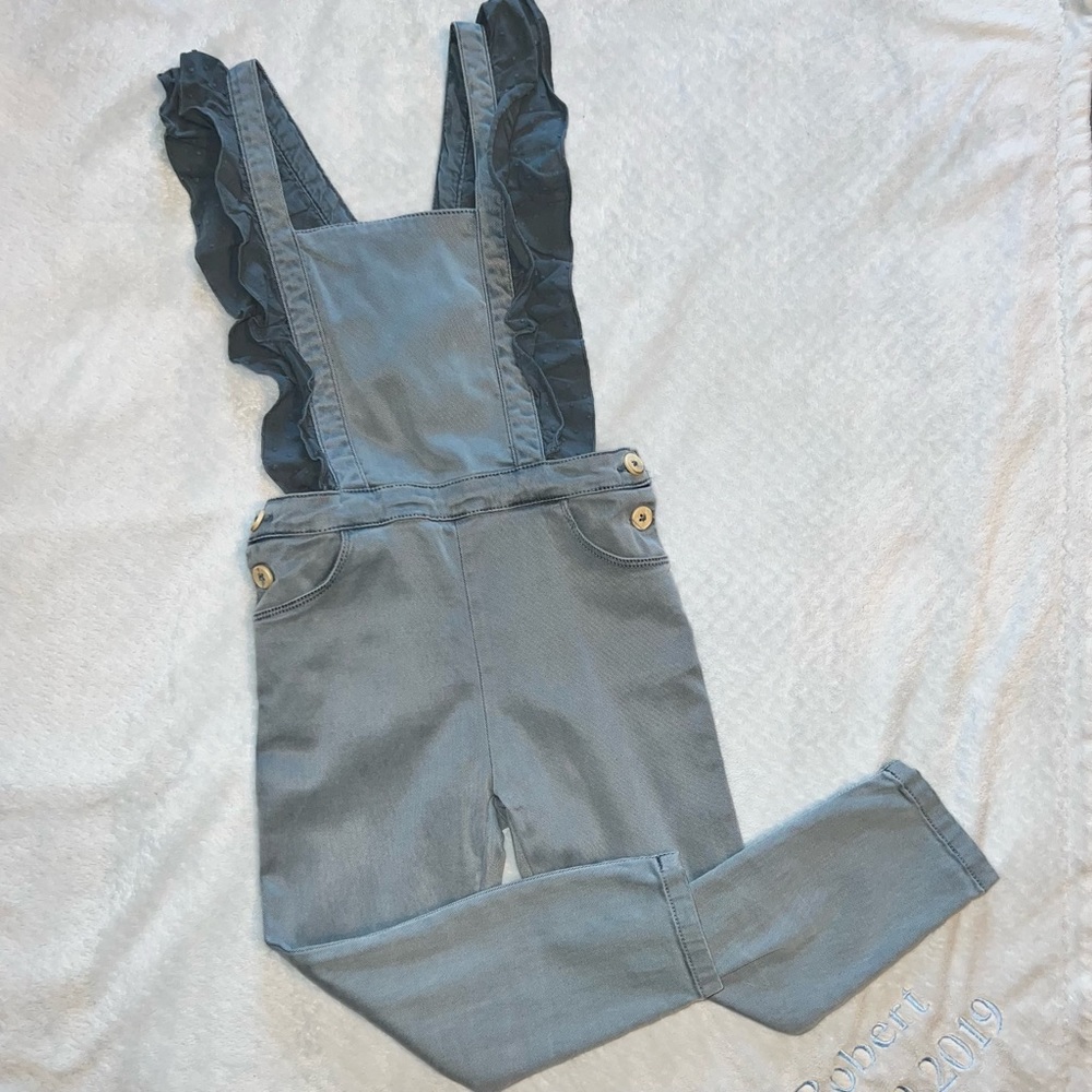 Zara Combination Ruffled Overalls Blue Size 3-4T